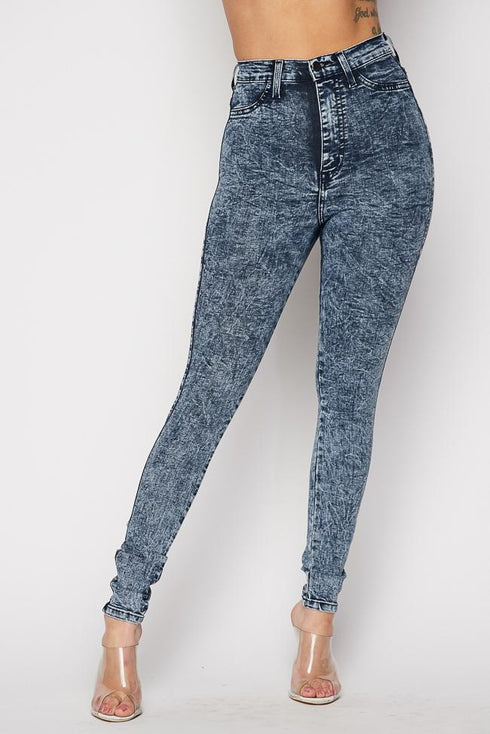 Acid Wash Stretchy High Waist Skinny Jeans - SohoGirl.com
